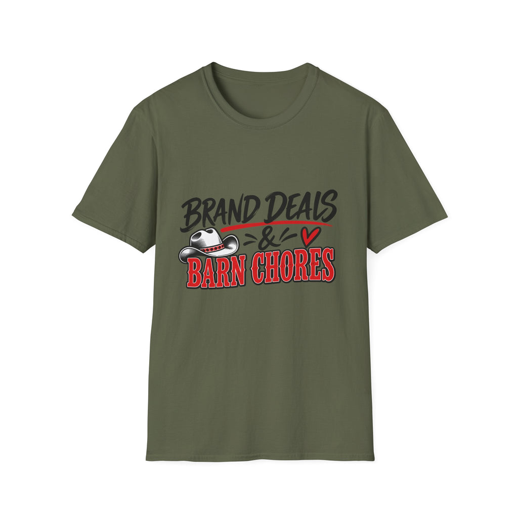 T-Shirt — "Brand Deals & Barn Chores" Western Graphic Tee