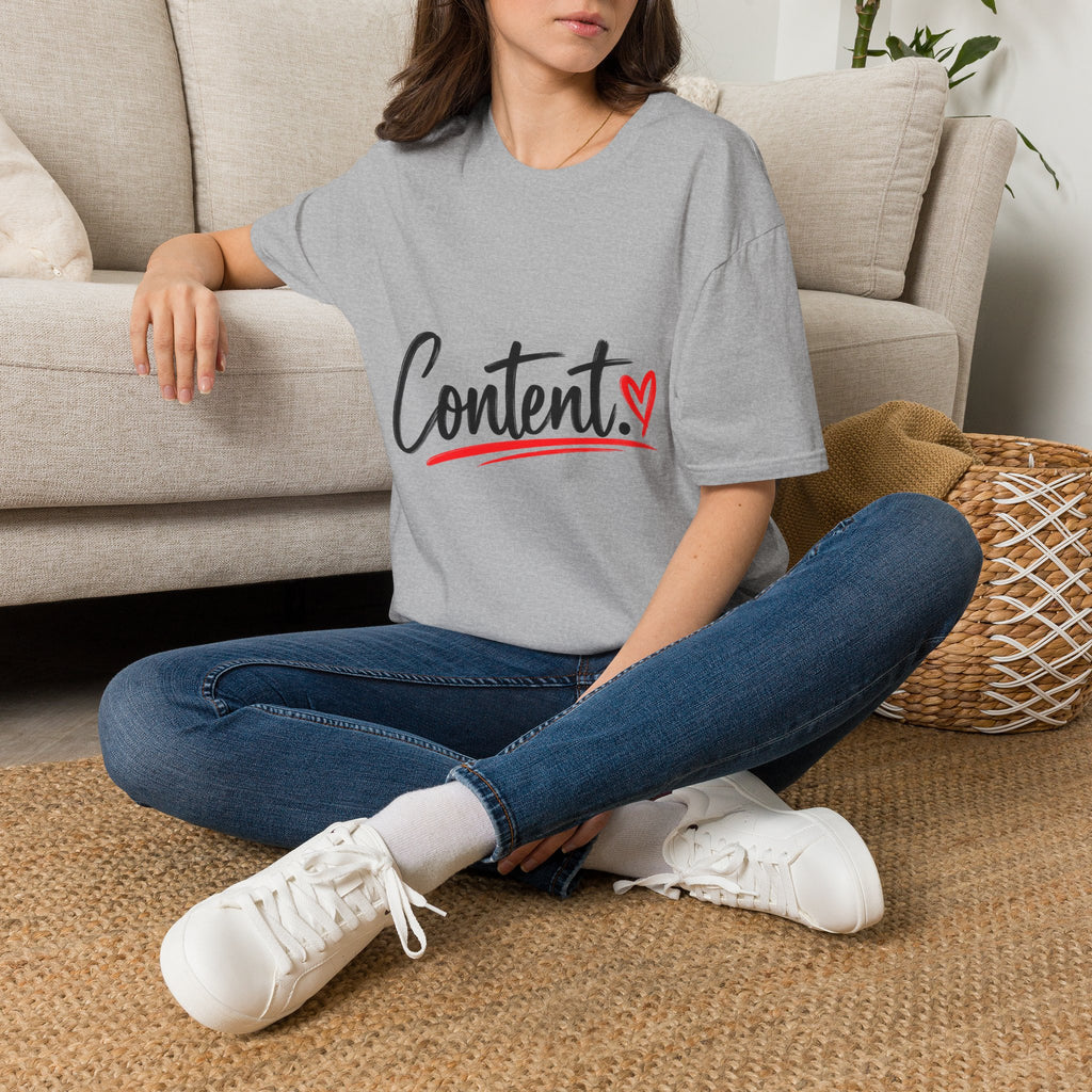 Content. Heart Graphic Tee — Casual Positive Message T-Shirt
