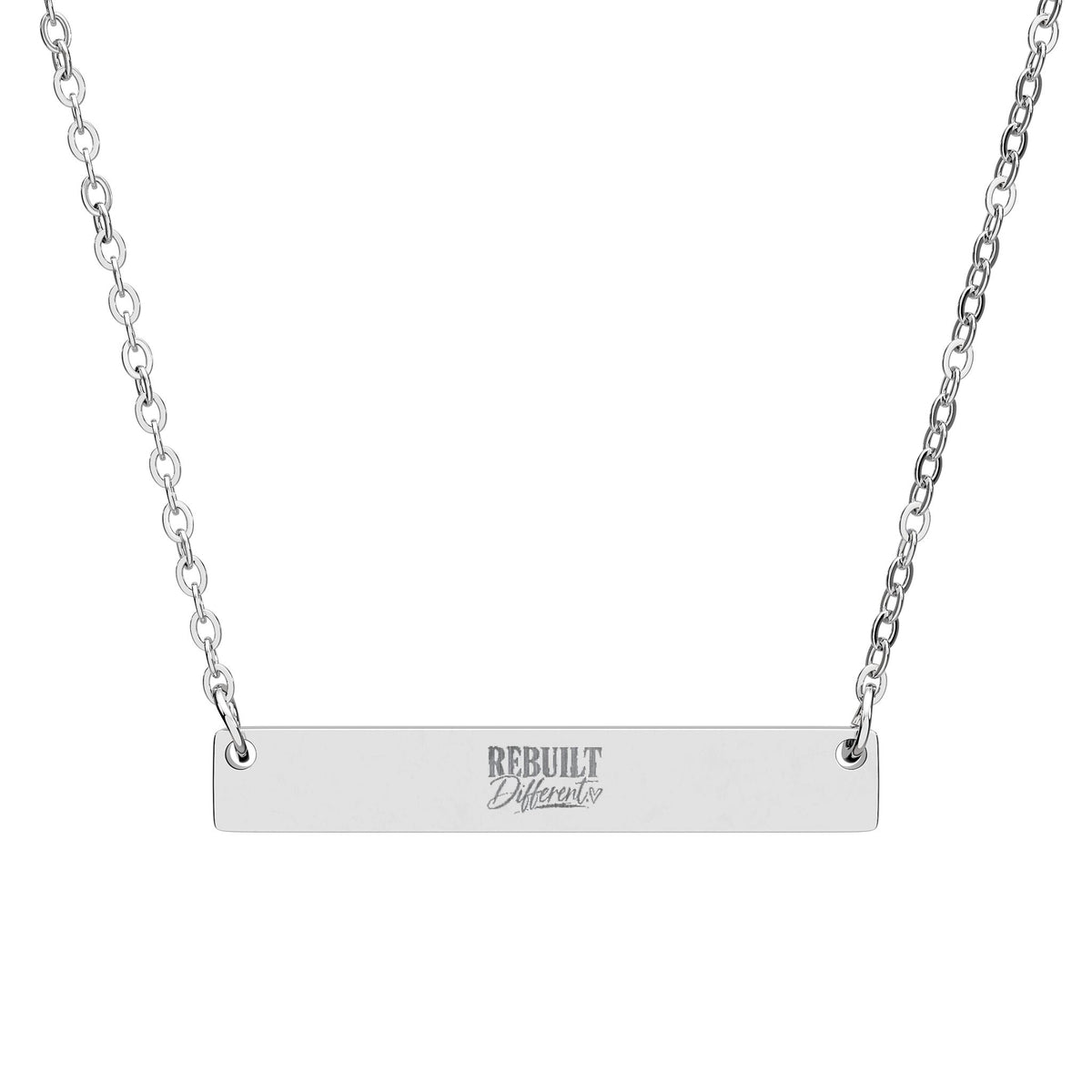 Engraved Horizontal Bar Necklace — Personalized Name & Message Pendant