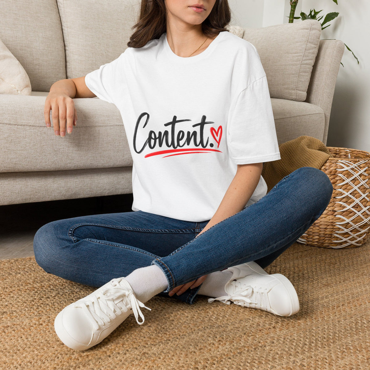 Content. Heart Graphic Tee — Casual Positive Message T-Shirt