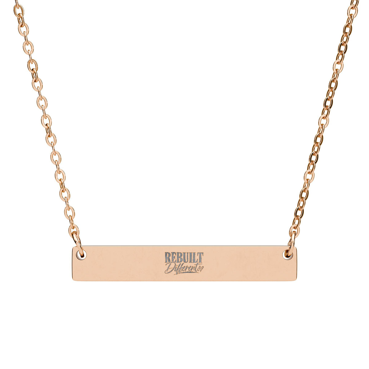 Engraved Horizontal Bar Necklace — Personalized Name & Message Pendant