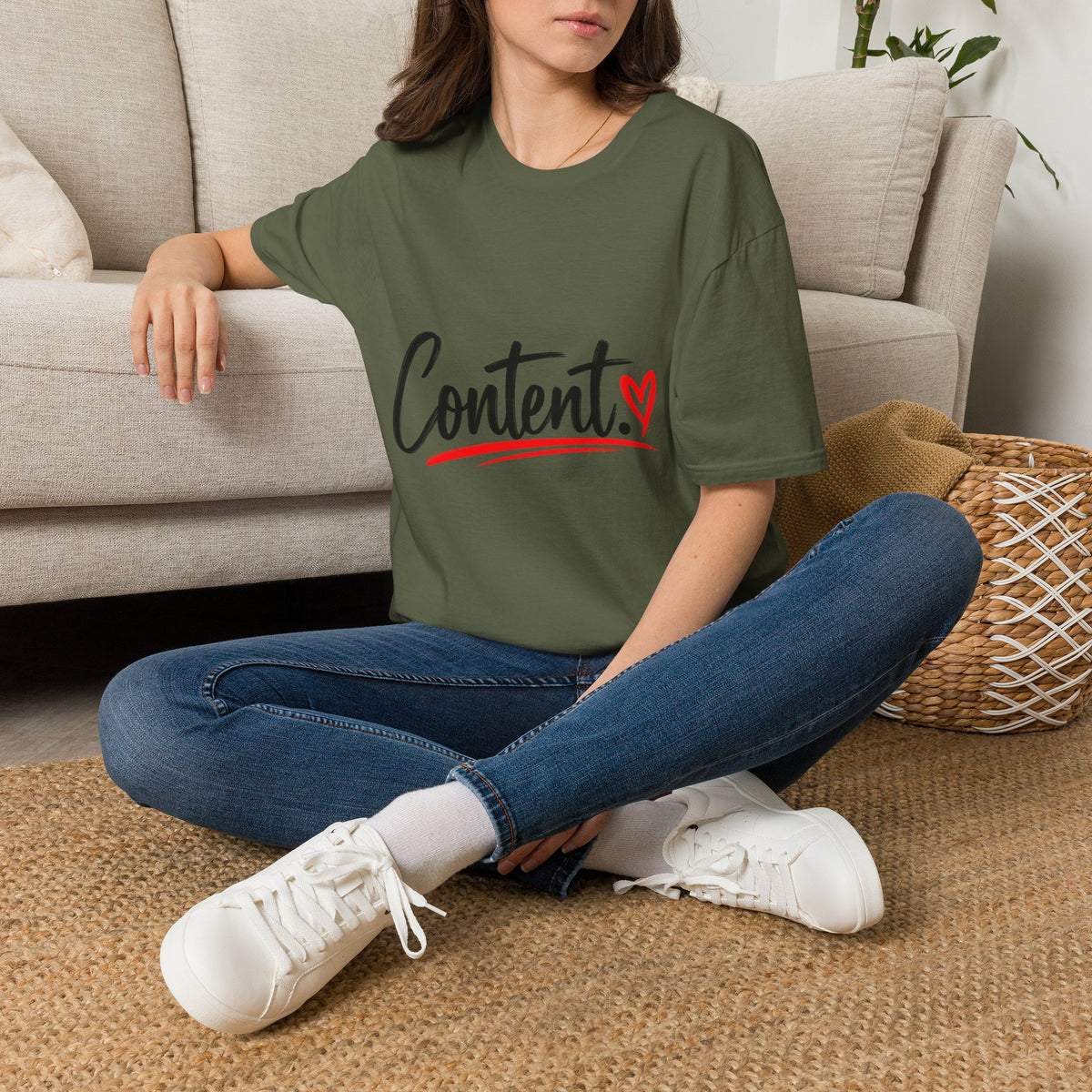 Content. Heart Graphic Tee — Casual Positive Message T-Shirt