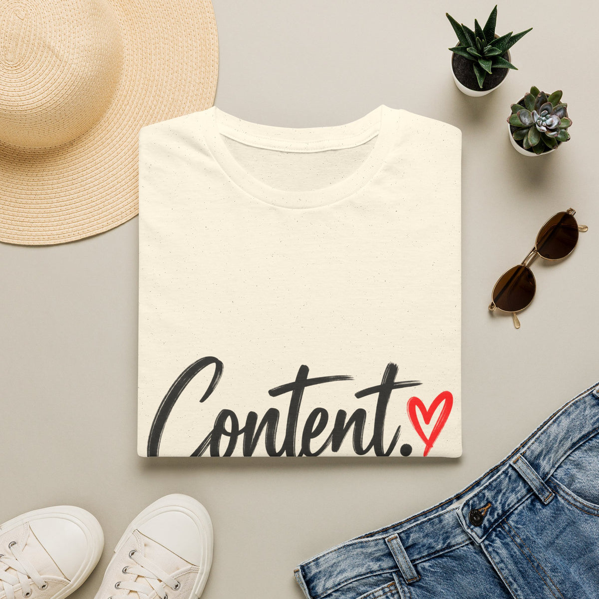 Content. Heart Graphic Tee — Casual Positive Message T-Shirt