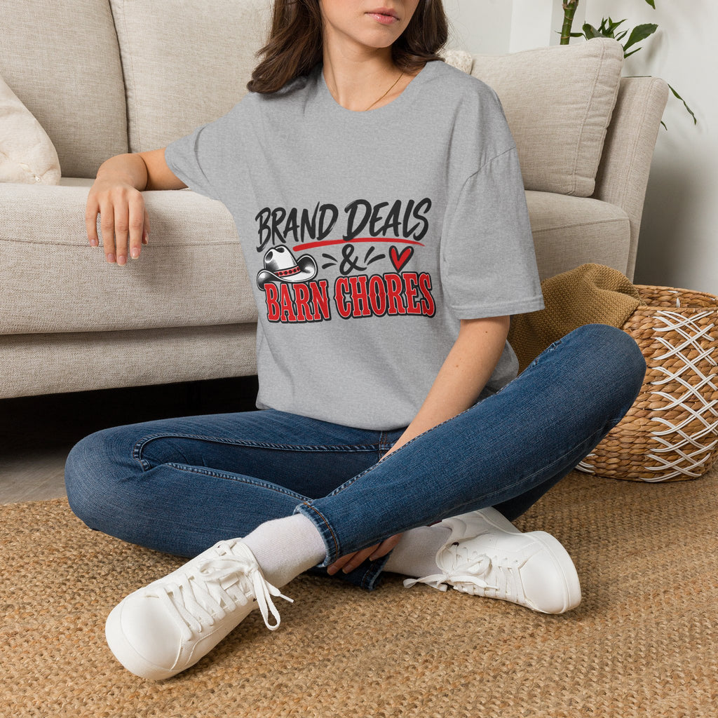 T-Shirt — "Brand Deals & Barn Chores" Western Graphic Tee