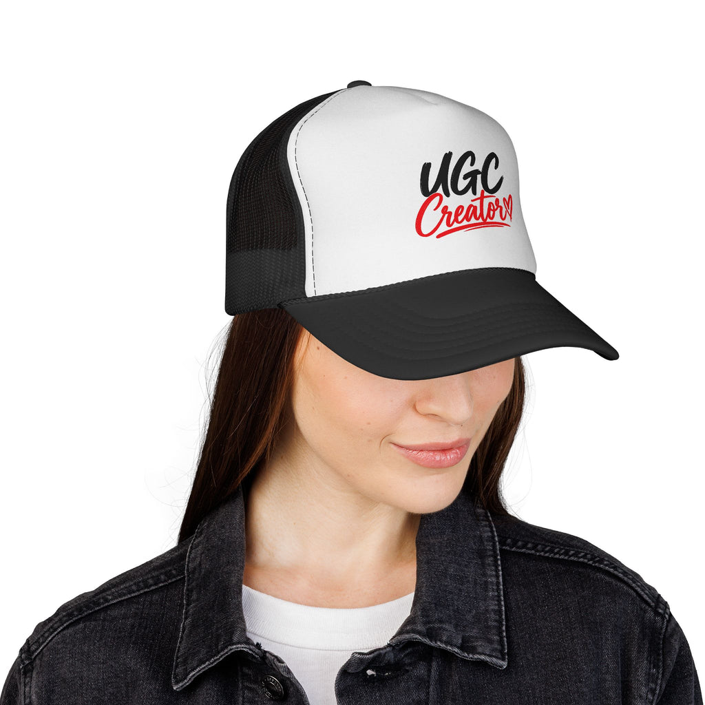 UGC Creator Trucker Cap — Bold Script Mesh Hat for Content Creators