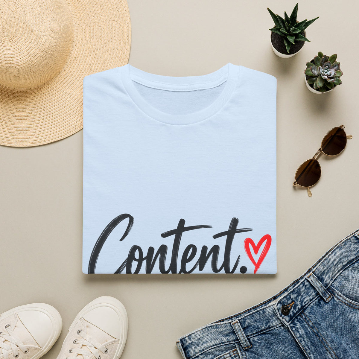 Content. Heart Graphic Tee — Casual Positive Message T-Shirt