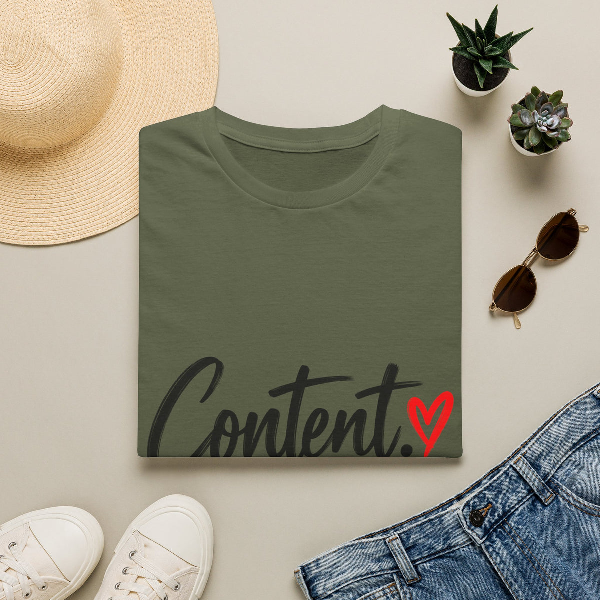 Content. Heart Graphic Tee — Casual Positive Message T-Shirt