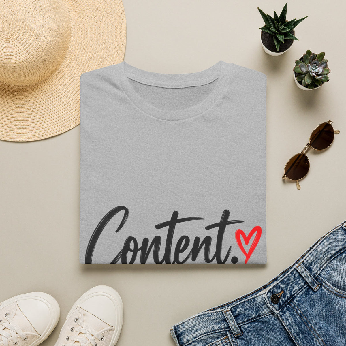 Content. Heart Graphic Tee — Casual Positive Message T-Shirt