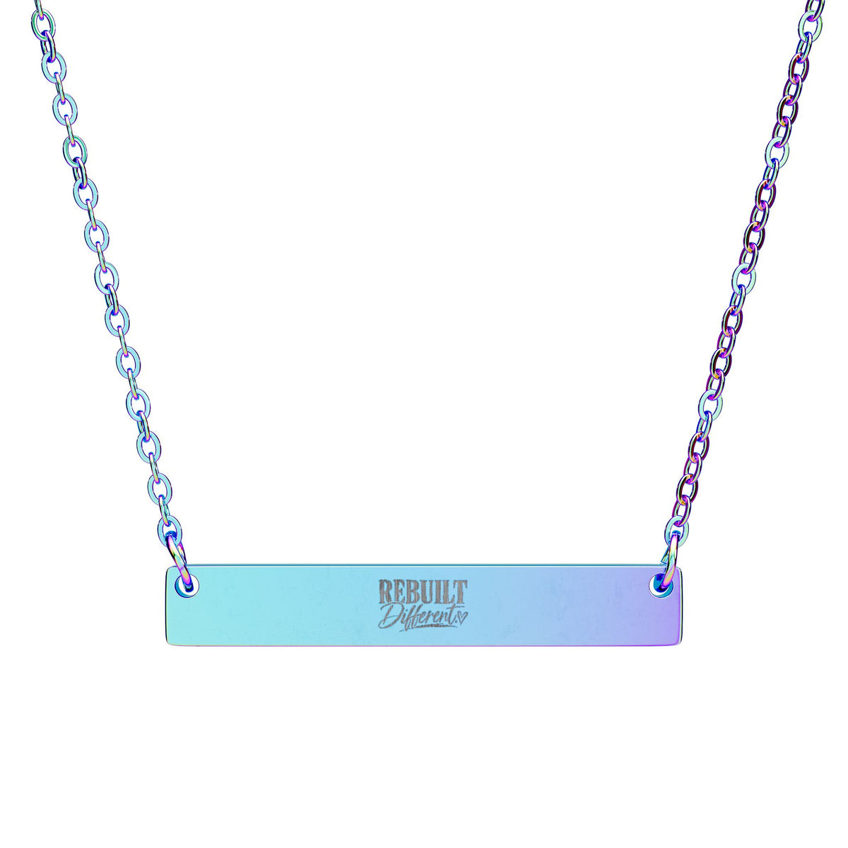 Engraved Horizontal Bar Necklace — Personalized Name & Message Pendant