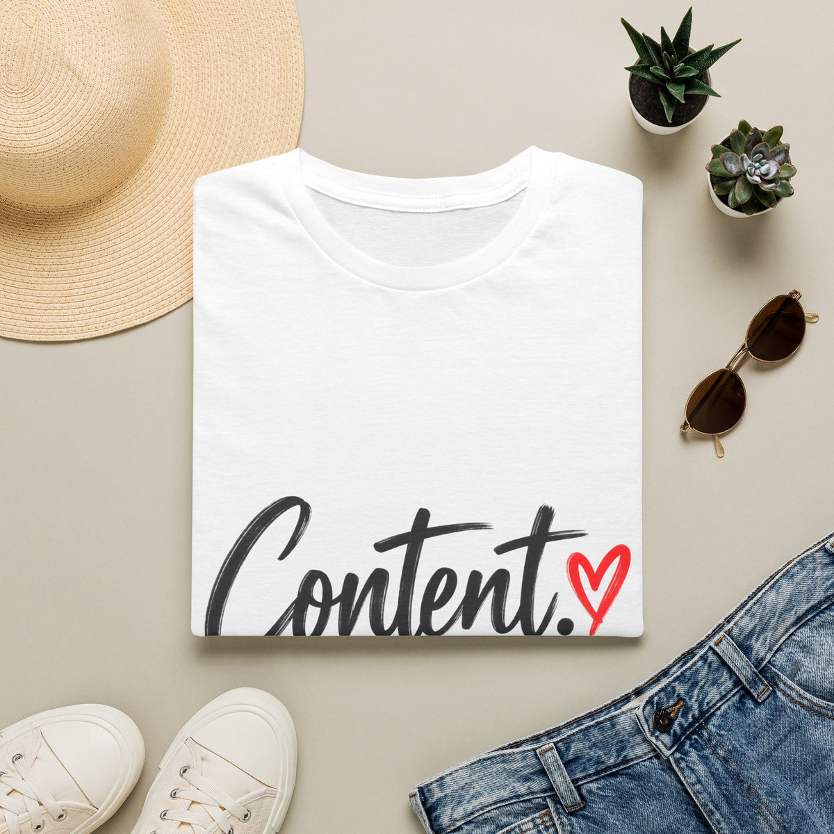 Content. Heart Graphic Tee — Casual Positive Message T-Shirt