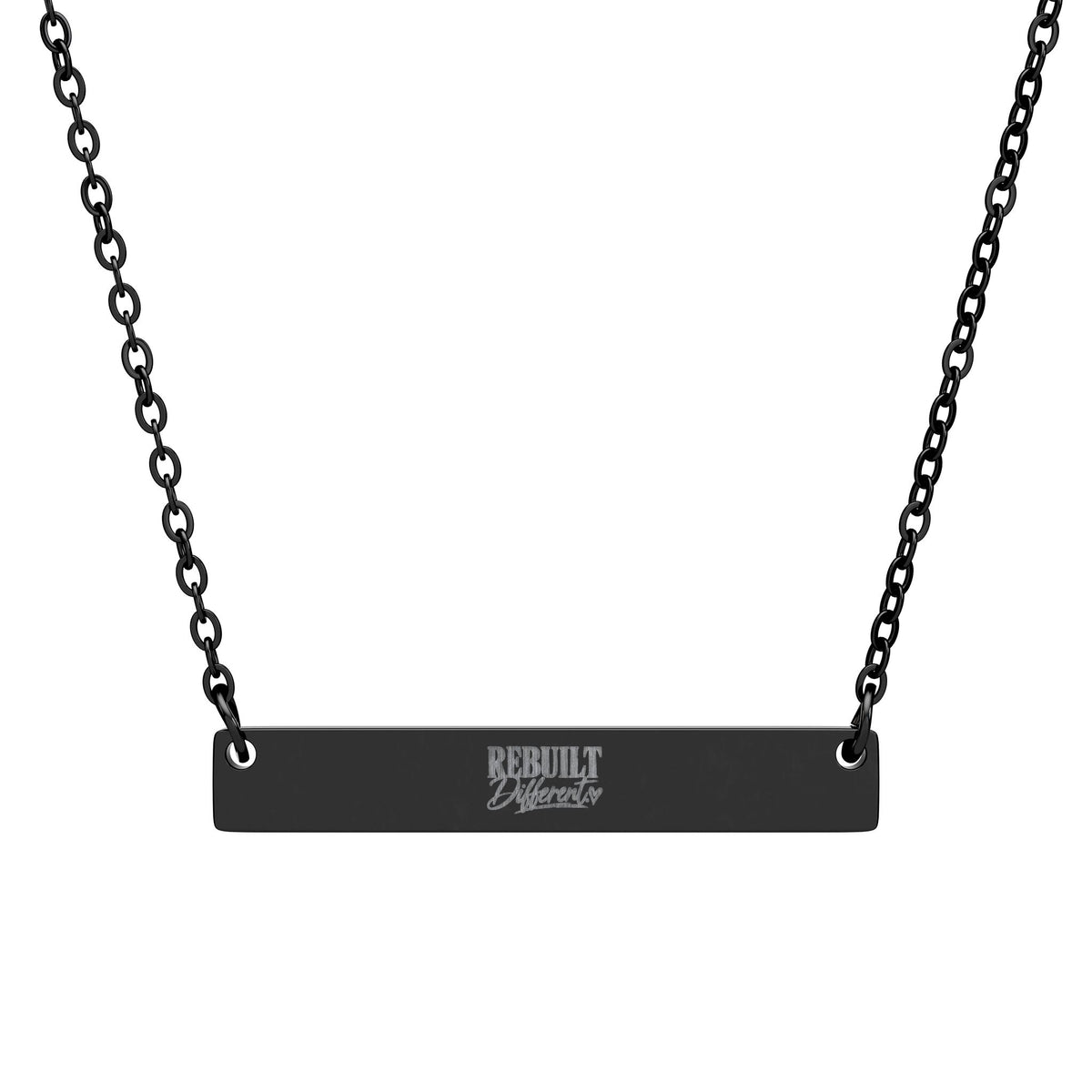 Engraved Horizontal Bar Necklace — Personalized Name & Message Pendant