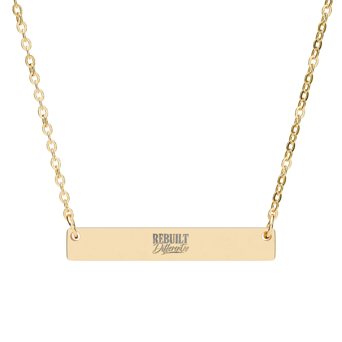 Engraved Horizontal Bar Necklace — Personalized Name & Message Pendant